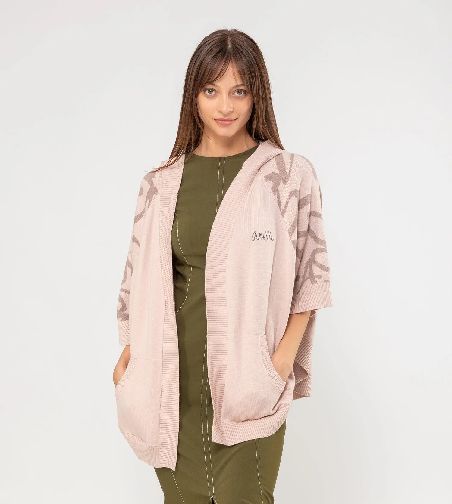 Beige poncho-style jacket
