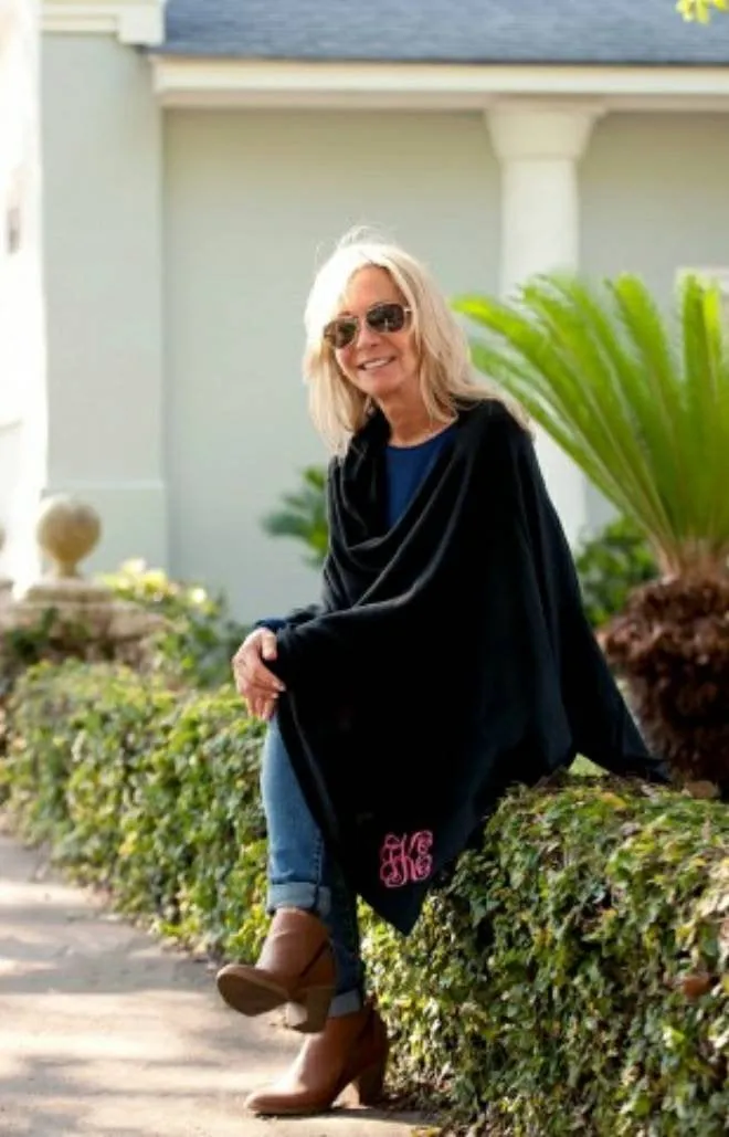 Black Knit Pullover Poncho