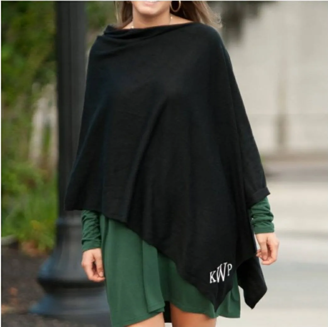 Black Knit Pullover Poncho