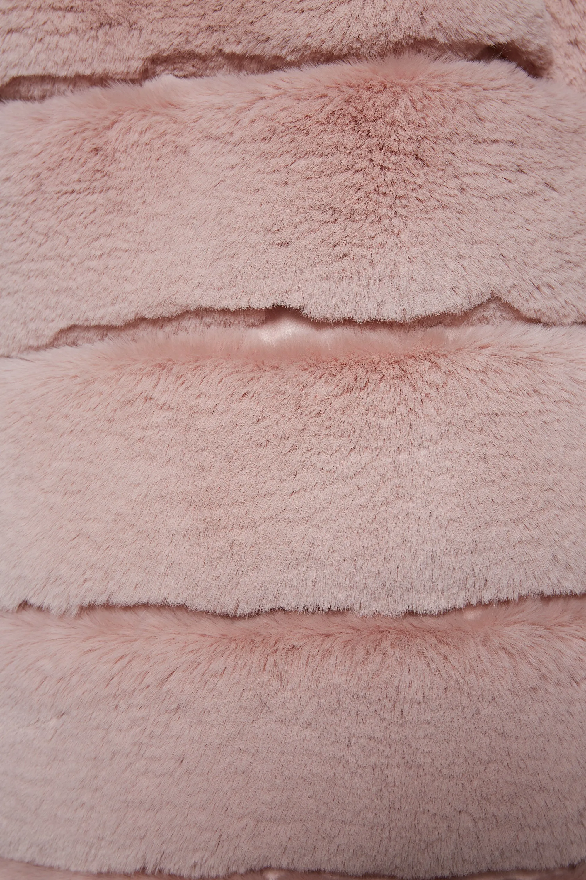Executive Longline Panel Faux Fur Coat in Blush