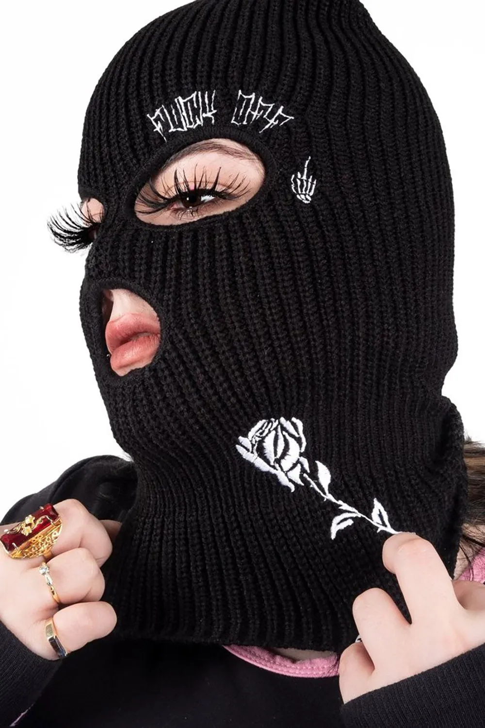 F Off Embroidered Balaclava Ski Mask
