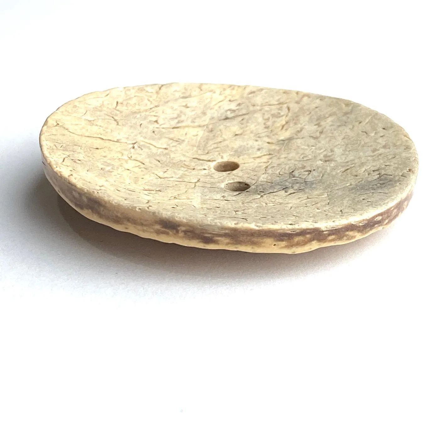 Flax Extra Large Coconut Scooped 2-hole, "Rustica" 2-1/4"