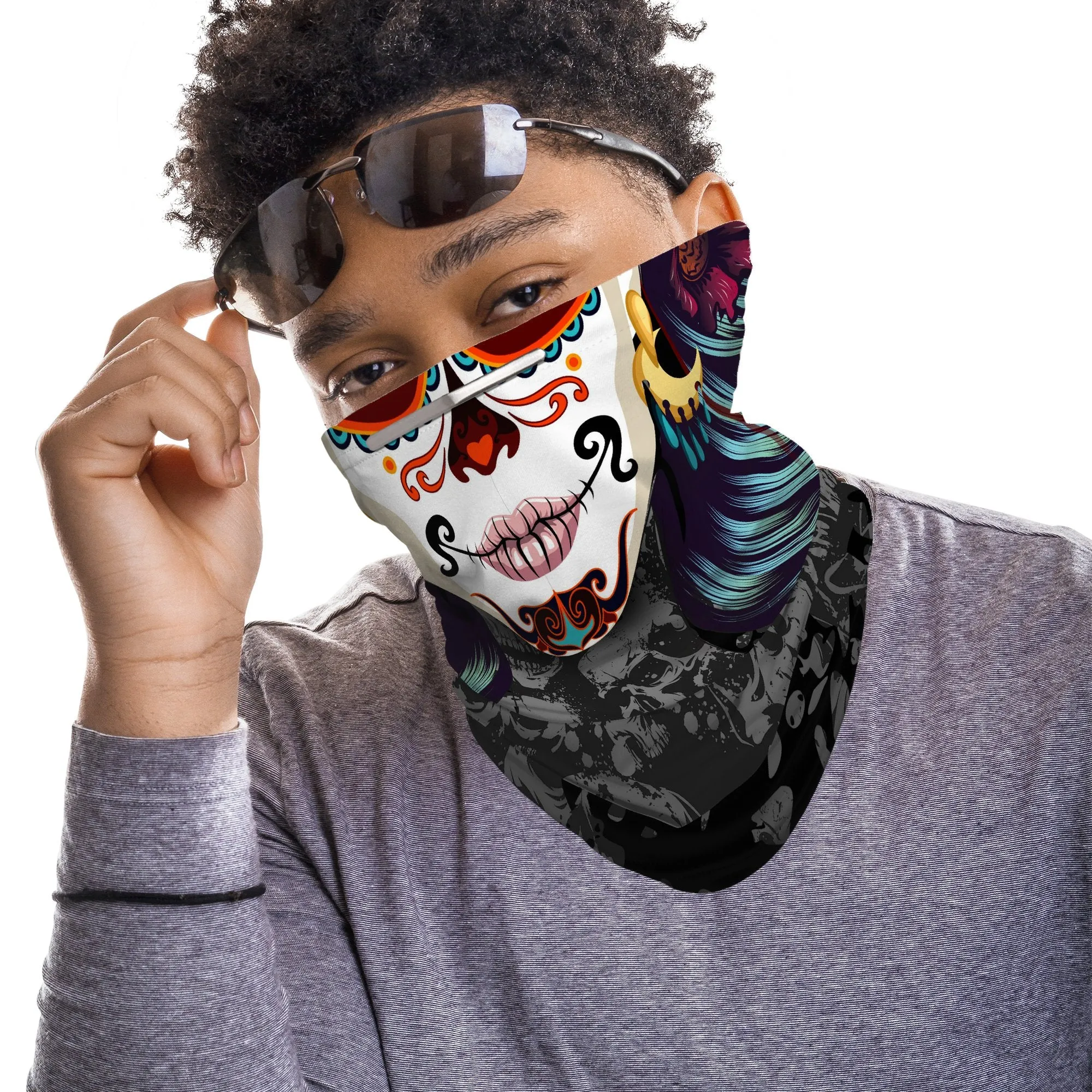 Gothic Club of Hearts Snood Face Mask Balaclava Scarf Cover | 2x - 50x Disposable Five Layer Filter Pads Available