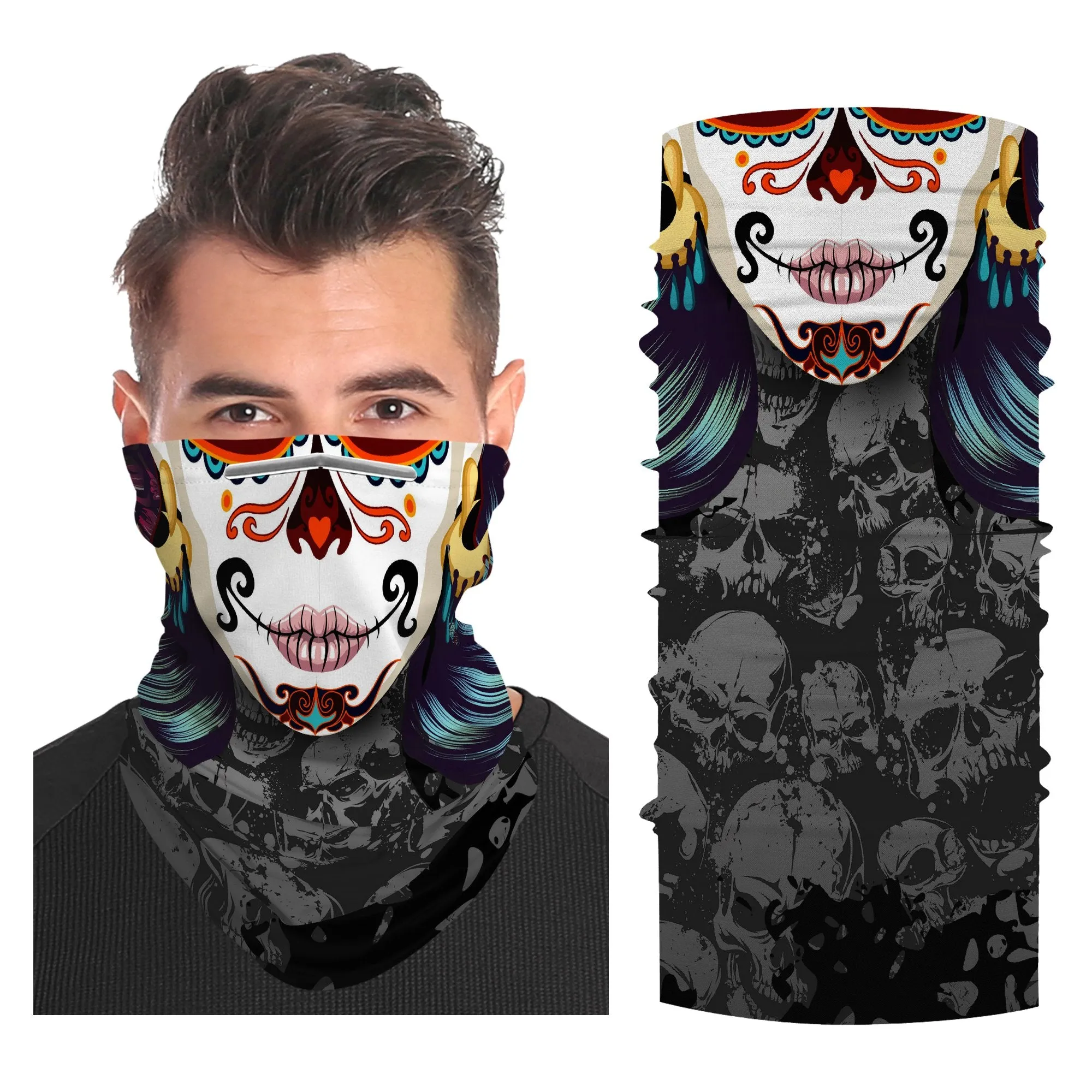 Gothic Club of Hearts Snood Face Mask Balaclava Scarf Cover | 2x - 50x Disposable Five Layer Filter Pads Available