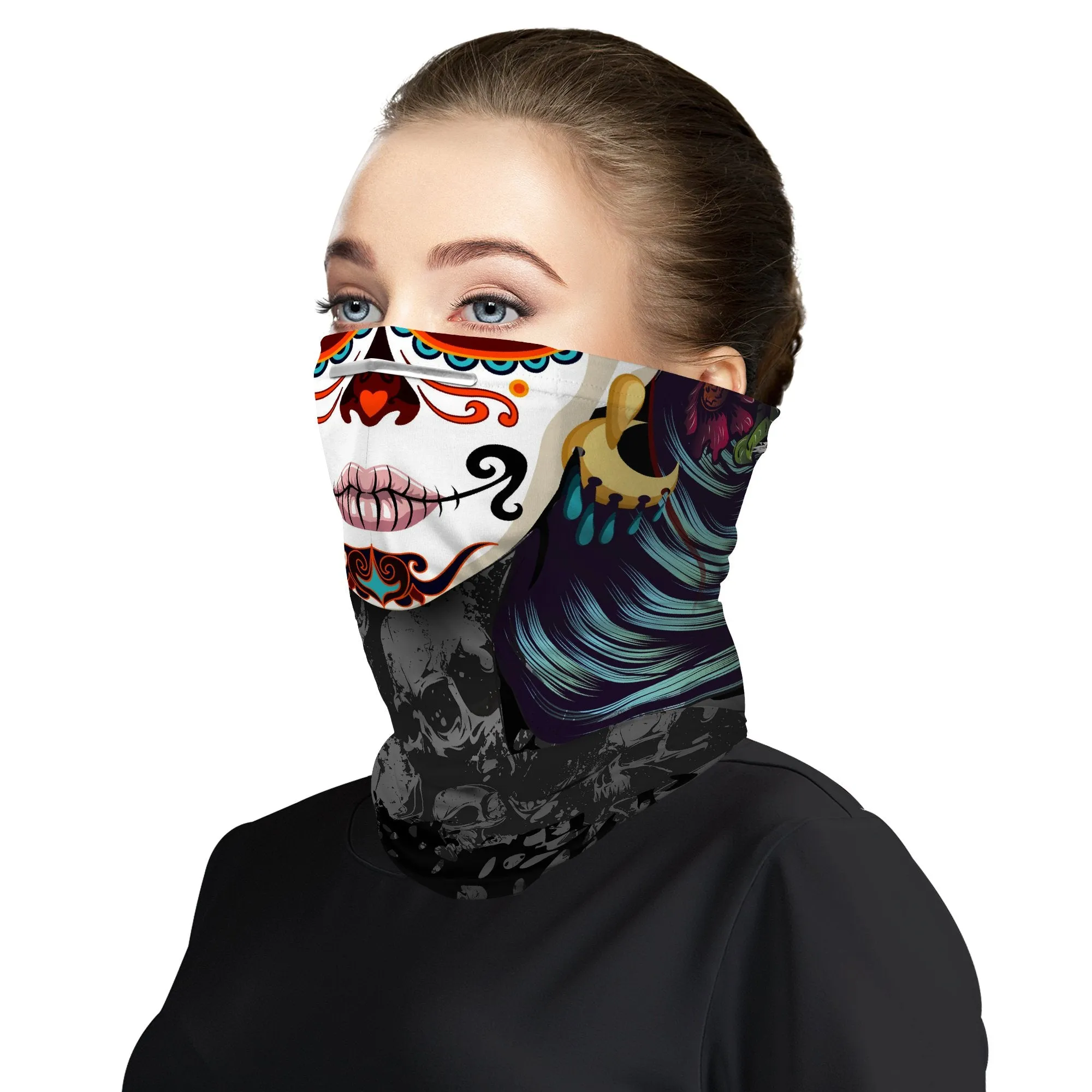 Gothic Club of Hearts Snood Face Mask Balaclava Scarf Cover | 2x - 50x Disposable Five Layer Filter Pads Available