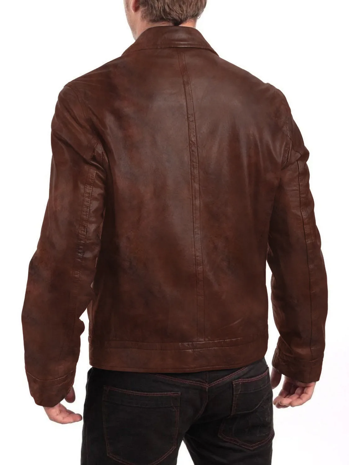 Leather Jackets Hub Mens Genuine Lambskin Leather Jacket (Black, Aviator Jacket) - 1501214