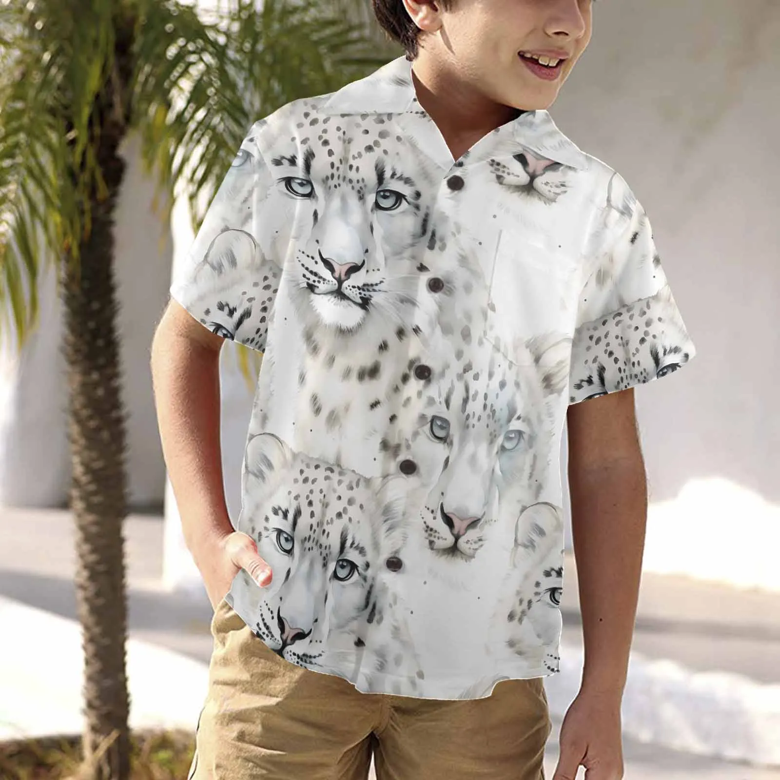 Leopard  Little Boys Hawaiian Shirt