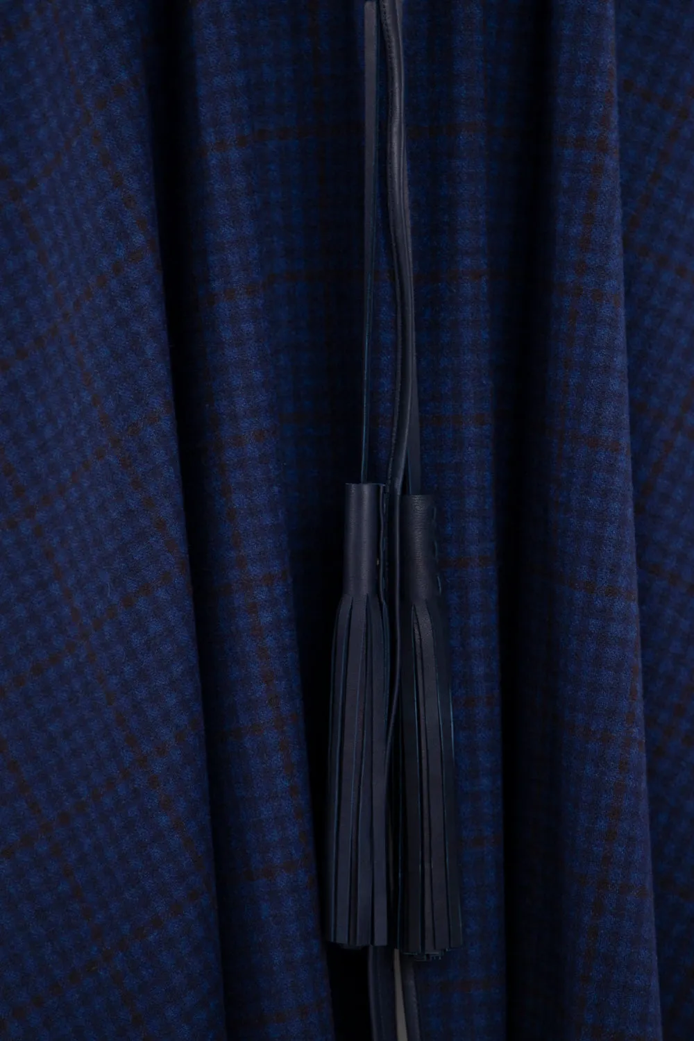 Loro Piana Wool Blue Checks Poncho