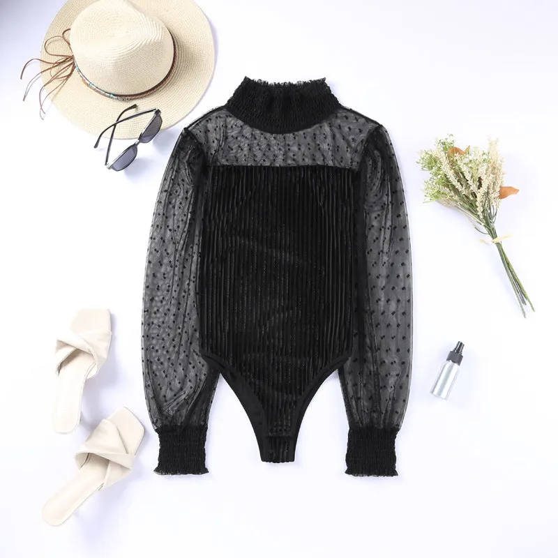 Mesh Transparent Tights Women's Autumn Velvet Jumpsuit