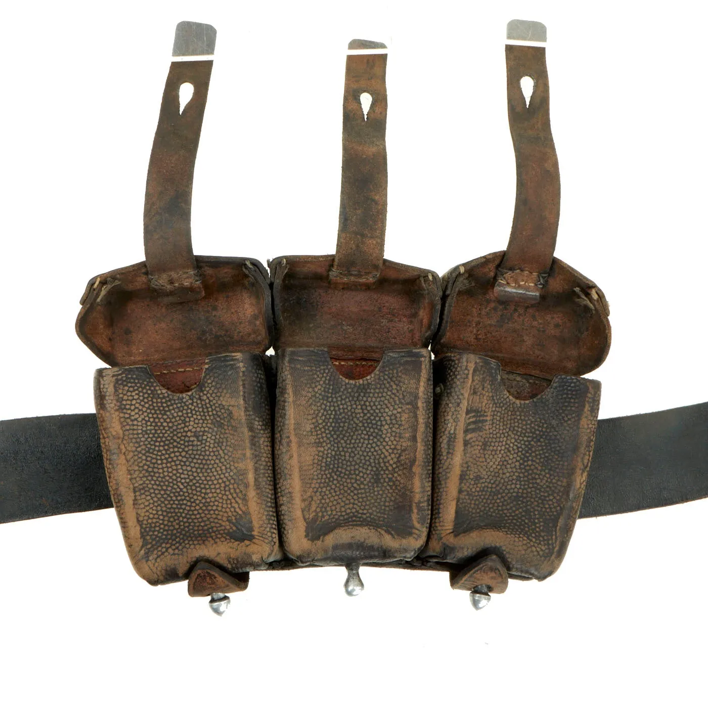 Original German WWII Army (Heer) Belt, Buckle, 98k Bayonet, Reproduction Frog, and Ammunition Pouches