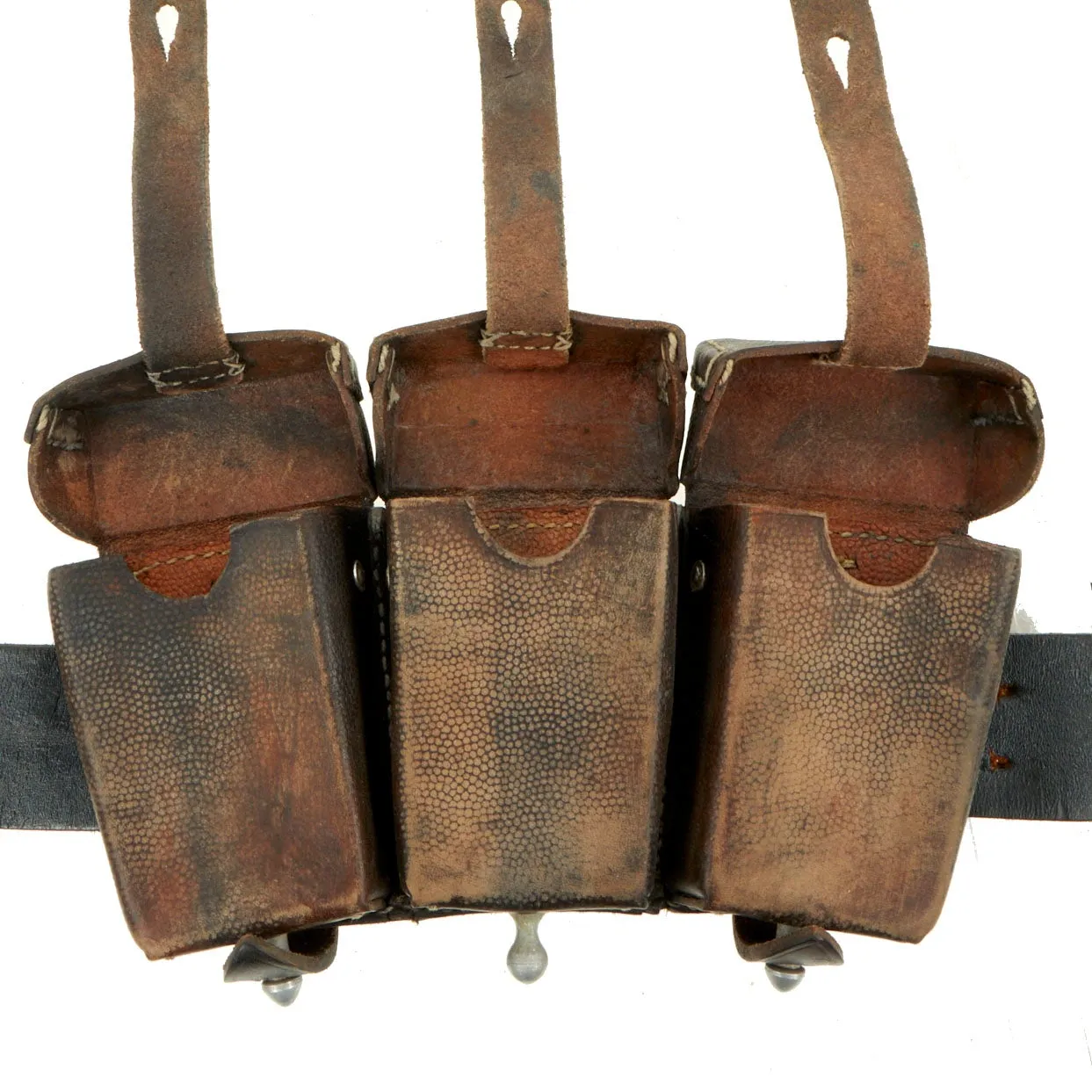 Original German WWII Army (Heer) Belt, Buckle, 98k Bayonet, Reproduction Frog, and Ammunition Pouches