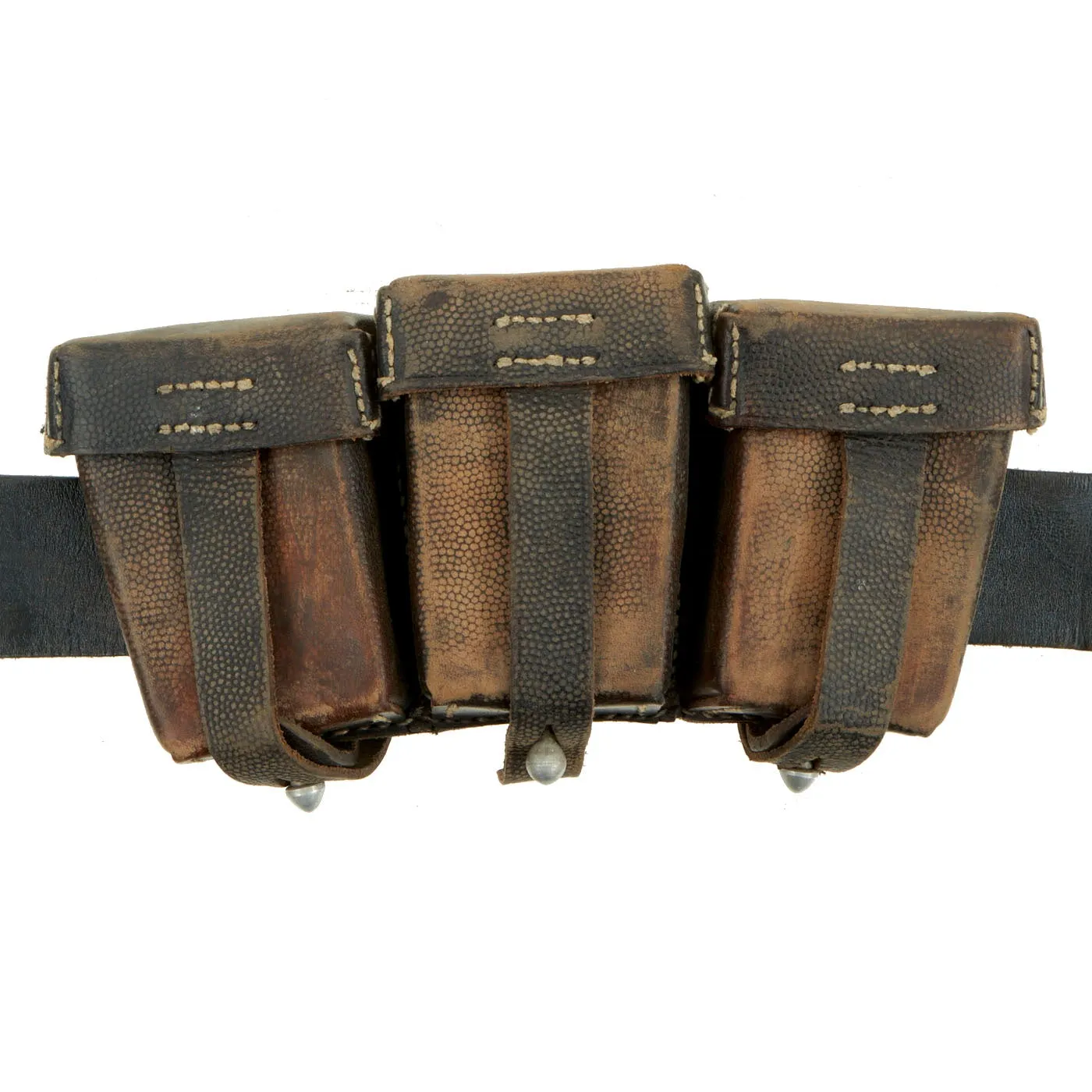 Original German WWII Army (Heer) Belt, Buckle, 98k Bayonet, Reproduction Frog, and Ammunition Pouches
