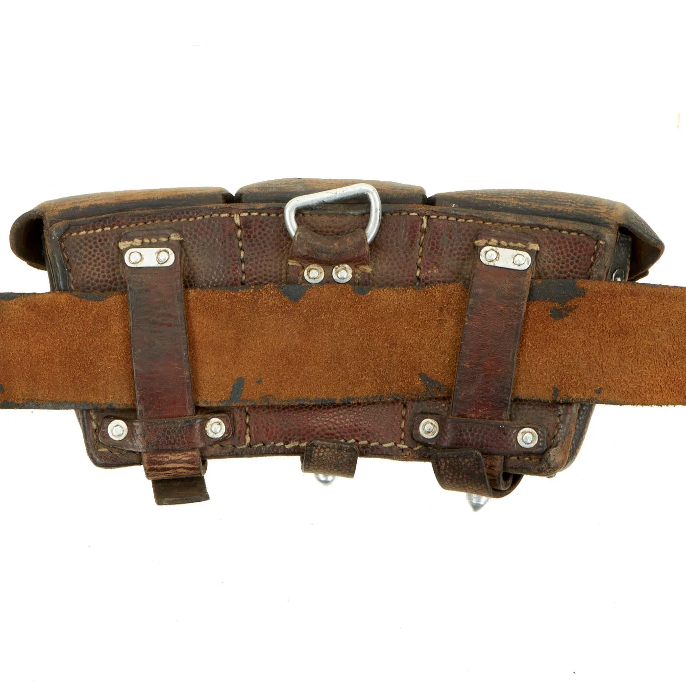Original German WWII Army (Heer) Belt, Buckle, 98k Bayonet, Reproduction Frog, and Ammunition Pouches