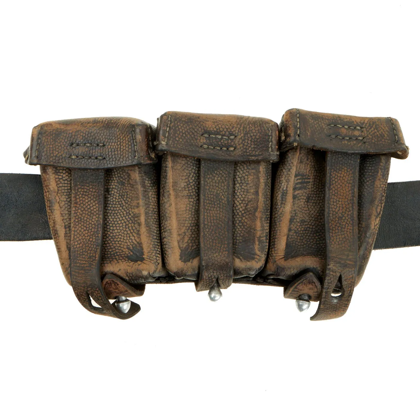 Original German WWII Army (Heer) Belt, Buckle, 98k Bayonet, Reproduction Frog, and Ammunition Pouches