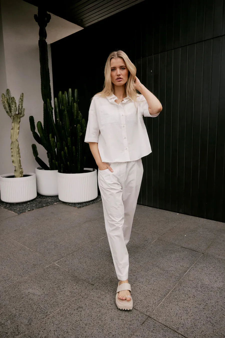 POPPY PIMA COTTON SHIRT | White
