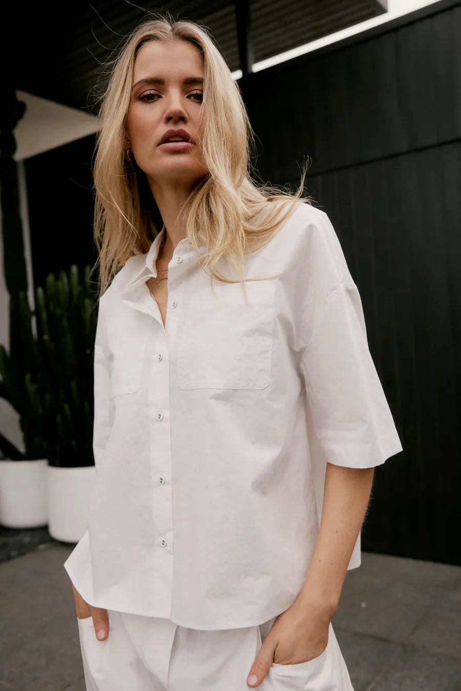 POPPY PIMA COTTON SHIRT | White