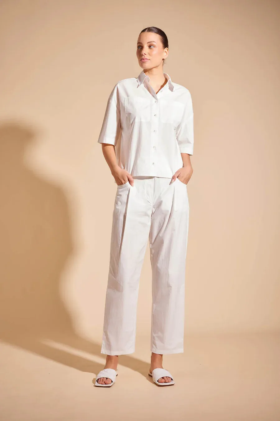 POPPY PIMA COTTON SHIRT | White