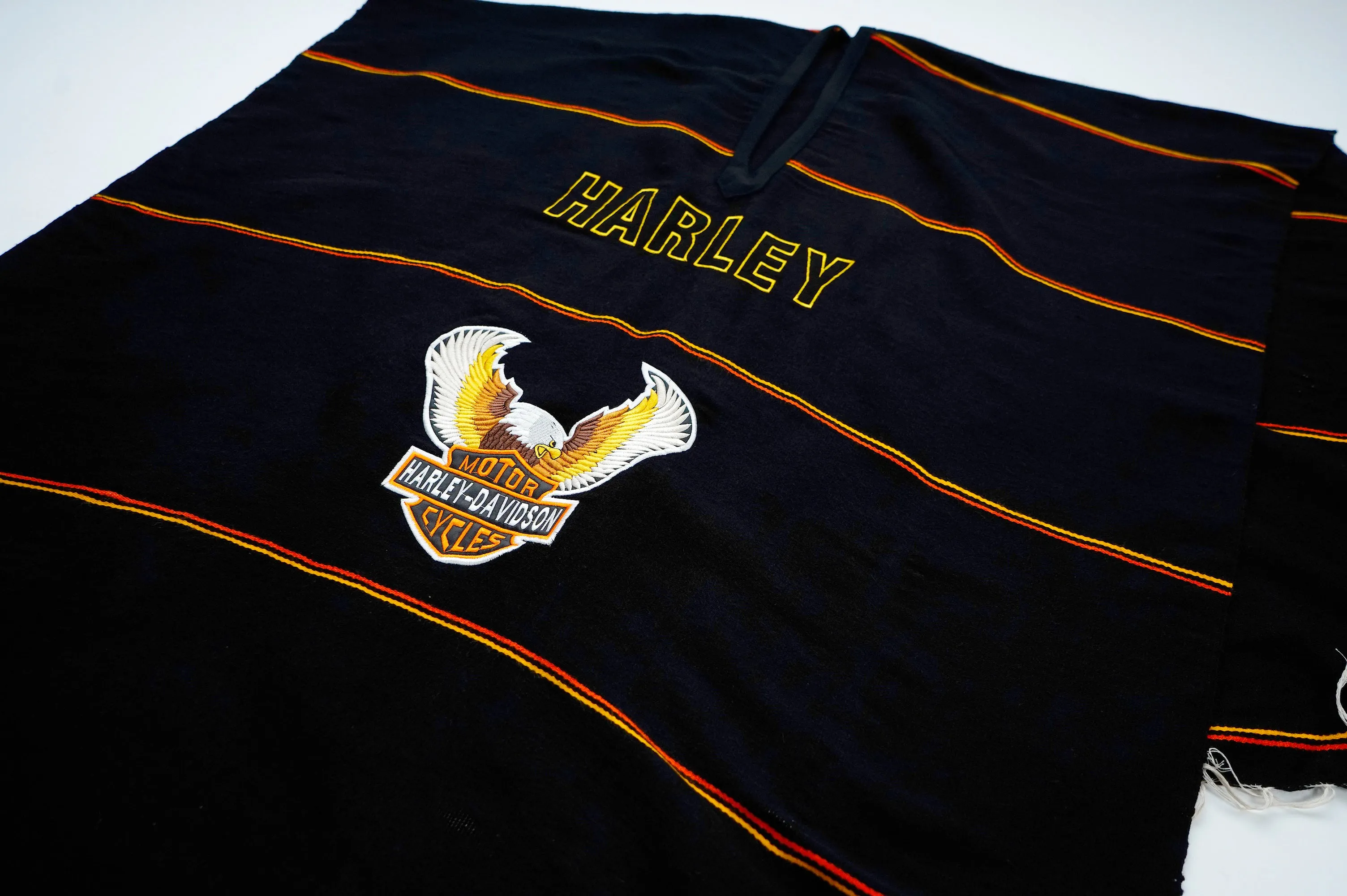 "HARLEY DAVIDSON" -Logo Embroidery Blanket Poncho-