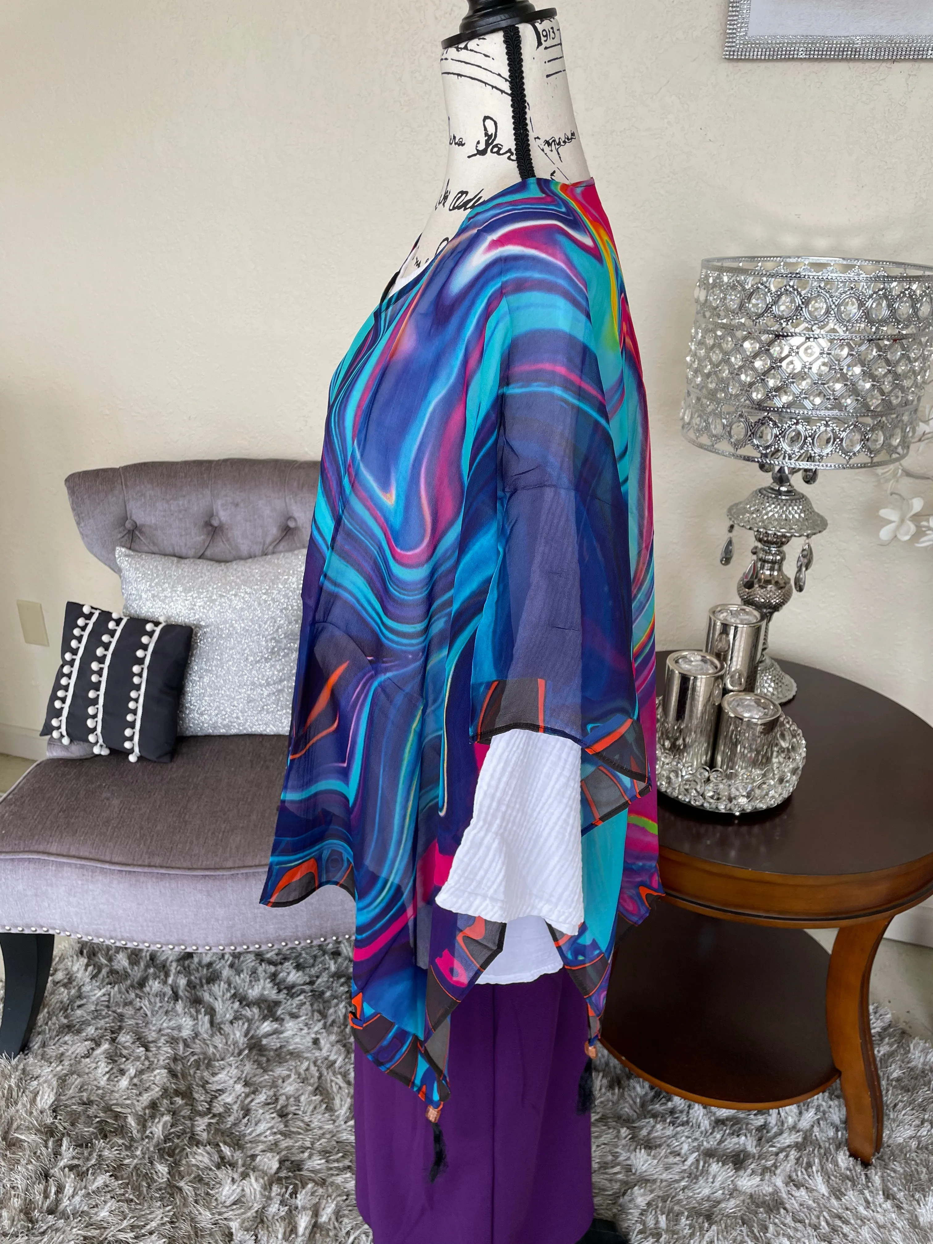 Swirled Multi-Color Poncho